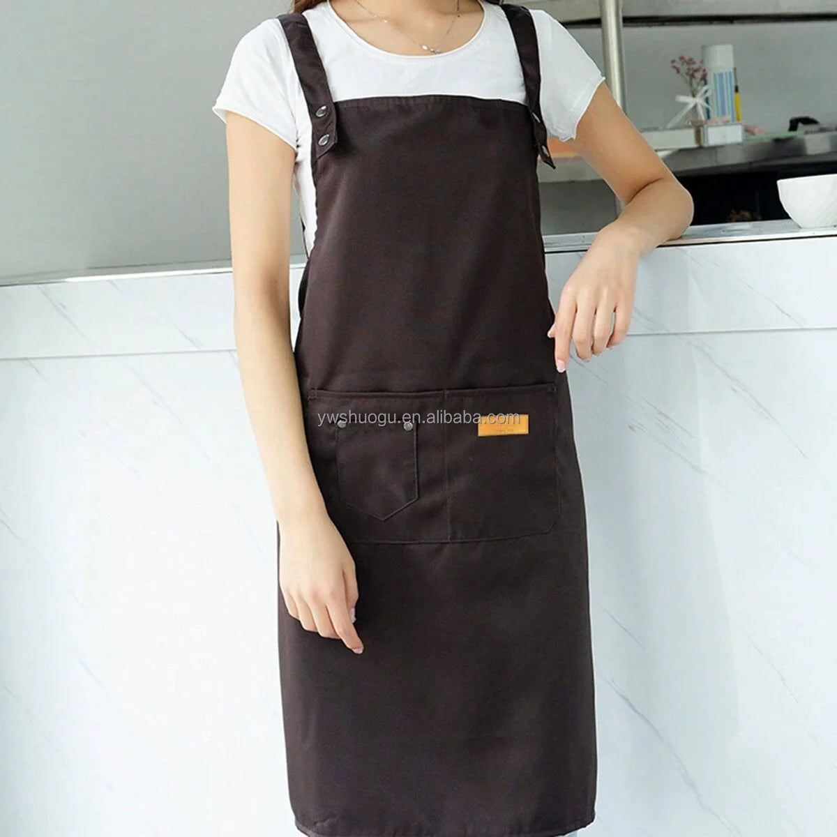 Manufacturer's Stylish Polyester Apron for Kitchen Cooking Dining Fashionable Cute Work Clothes Reusable Washable Printed Logo
