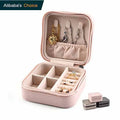 2024 Lowest Price Hot Sale Multi-function Small Pink PU Leather Jewelry Gift Box Rings Earrings Necklace Accessories Travel Case