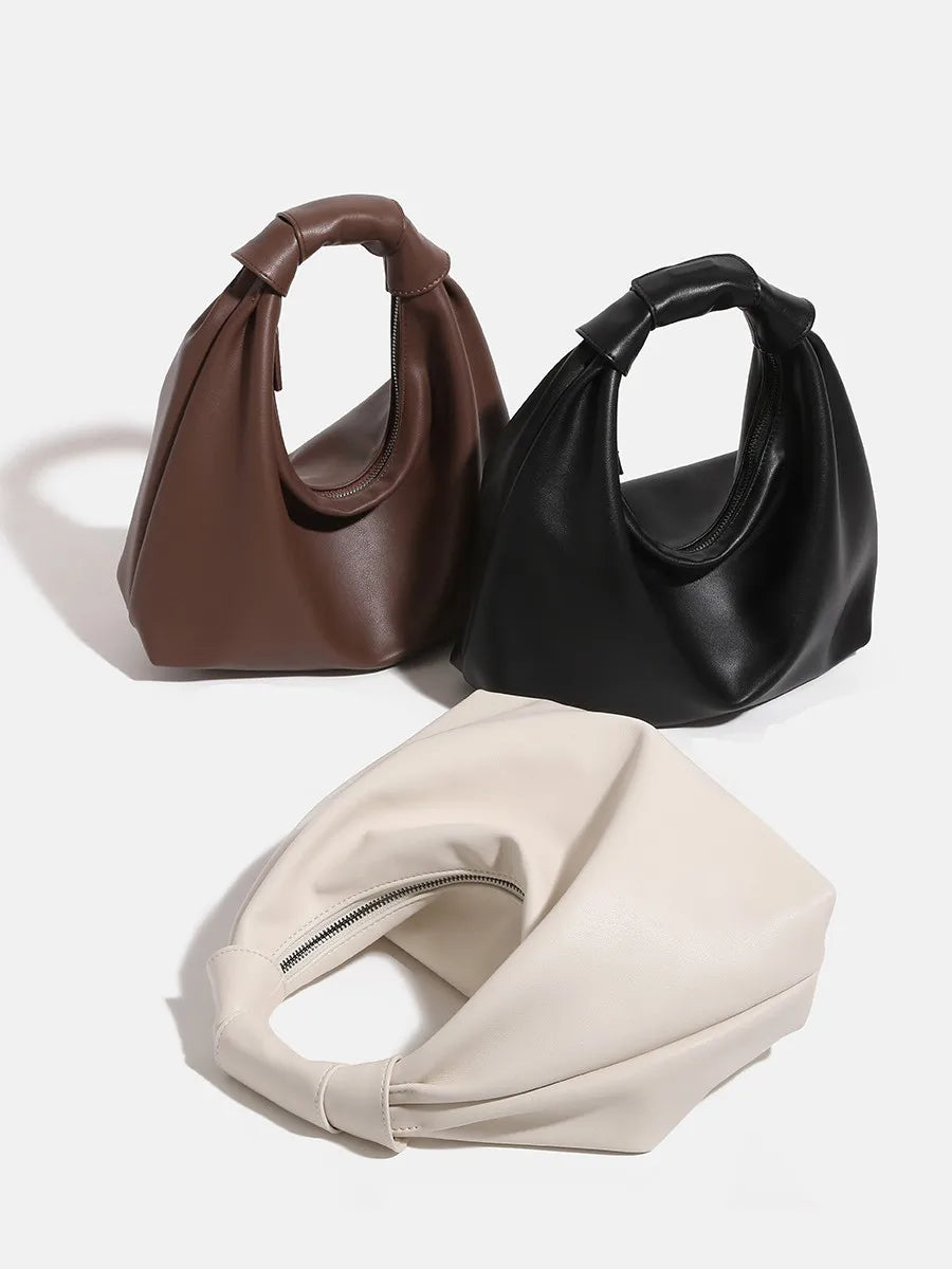 Fashion PU Leather Plain Women Handbags Dumpling Cross Body Bags Ladies Soft PU Shopping Travel Sling Shoulder Bag Tote Handbags