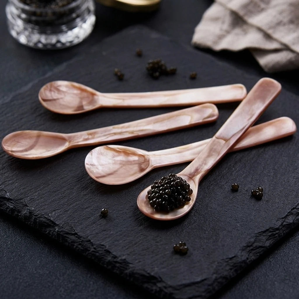 Customize Logo Pink Exquisite Natural Mother of Pearl Shell Spoon for Caviar