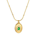 OEM Wholesale Fashion Water Drop Zircon Stainless Steel Necklace for Women 18K Gold Plated Jewelry Necklace Oval Pendant Jewelry