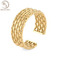 Personalized 18K Gold Plated Stainless Steel Wide Open Size Braided Women Jewelry Finger Adjustable Ring