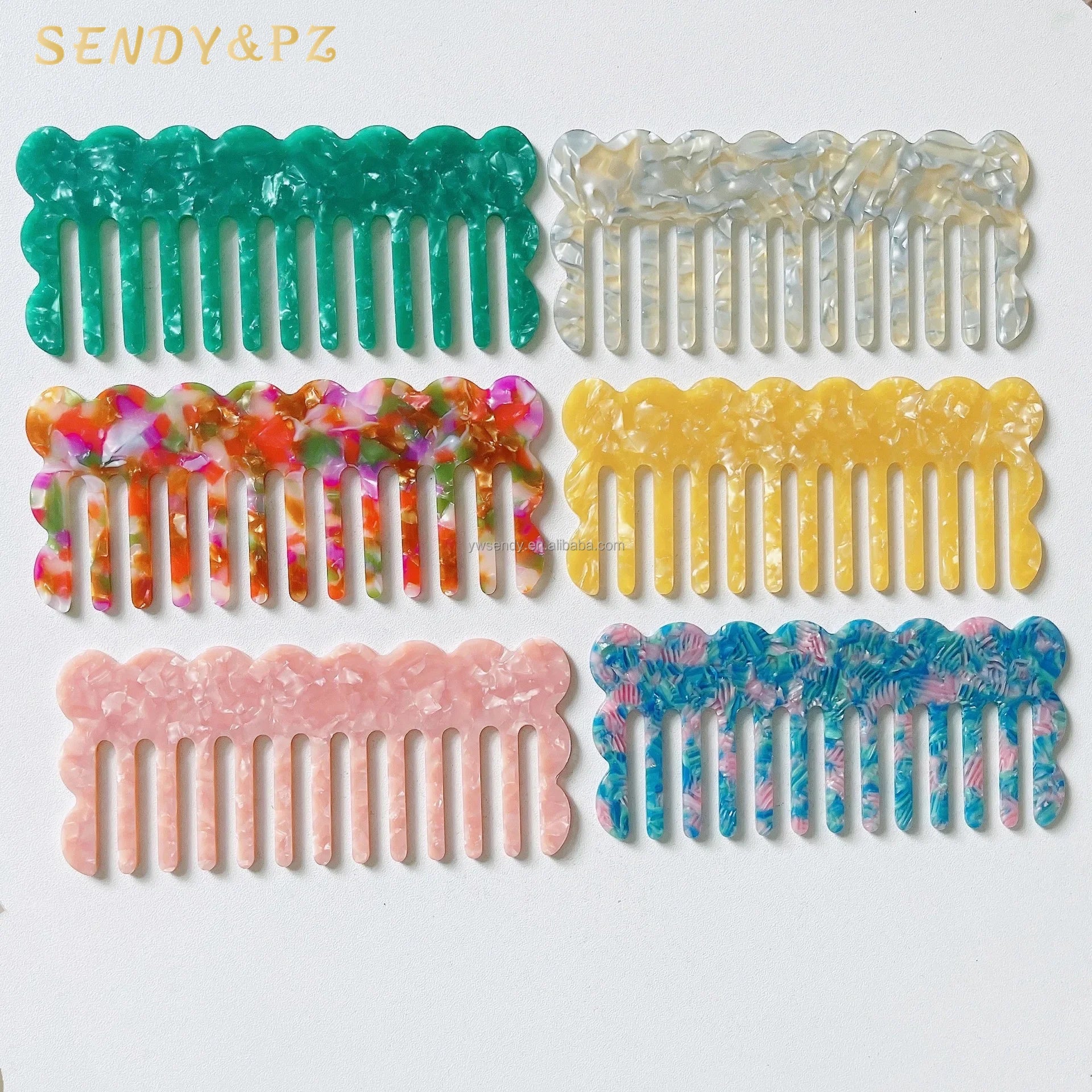Korean Fashion Exquisite Hair Accessories Marble Wave Leopard Acetic Acid Hair Comb Women Cute Retro Acetate Comb Hair