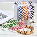 Korean Acetate Plate Plaid Headband Geometric Simple Wide Checkerboard Headband Female Wild
