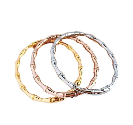Smooth Surface Bamboo Bangles New Design Retro Simple Stainless Steel Bangles Bracelets 2024