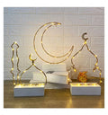 Eid Mubarak Wrought Iron Lamp Ornaments Party Ramadan Eid Wrought Iron Led Wind Crafts Muslim Islam Party Decoration Ornament