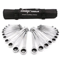 22Pcs 1/4"-1/2" and 6-18mm Fixed Head Ratcheting Box End and Opening End Wrench Ratchet Combination Spanner Tool Set
