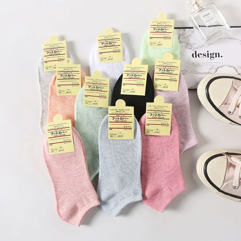 Jingwen ODM Pure Color Cotton Women's Socks Candy Color Plus Size Women's Boat Socks Men and Women Couple Socks Wholesale