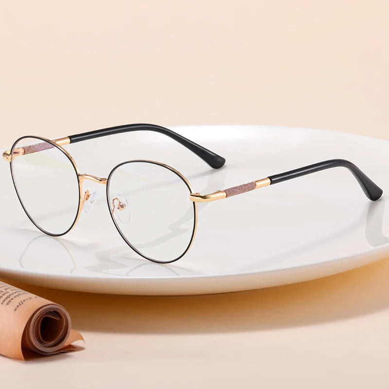 DOISYER Women Anti-blue Light Glasses Frame Round Optical Glasses Computer Eyewear Frame for Women Custom logo Eyeglasses