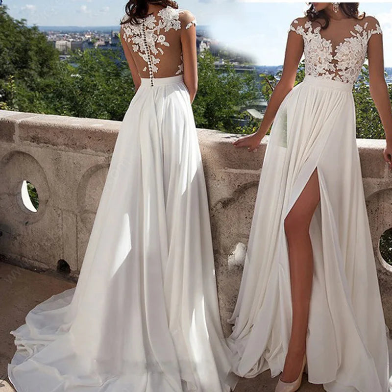 Minthson New Women's Wedding Dress Sexy Lace Split Evening Dress Wholesale Party Wedding Lace Dress