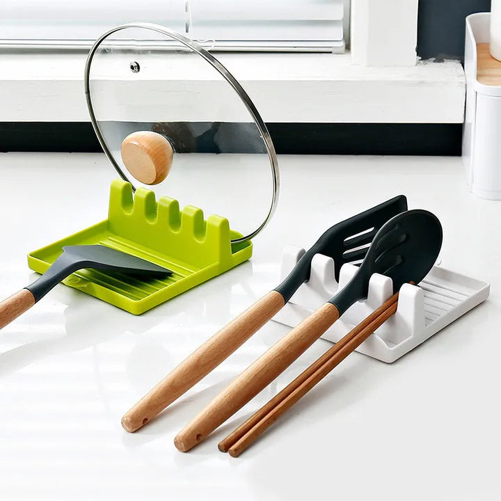 Kitchen Spatula Soup Silicone Spoon Rest Stove Storage Shelf Spoon Rest Pot Lid Holder Rack Cover Strainer Pad