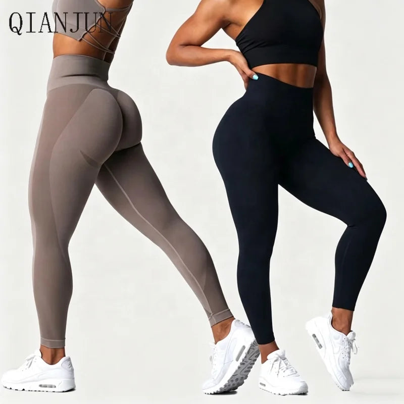 Custom OEM Wholesales High Waist Compression Stretch Gym Sports Workout Ribbed Leggings Tight Seamless Yoga Leggings for Women