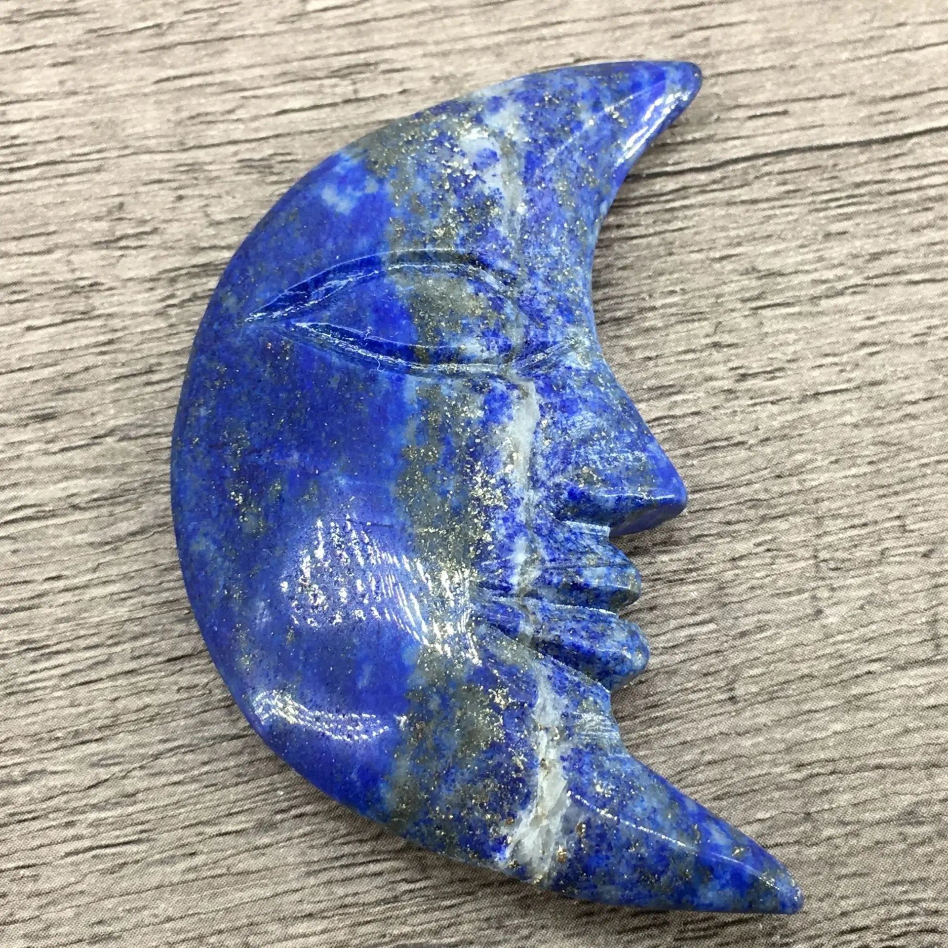 DIY Pink Purple Flash Labradorite Carving Sun and Lapis Lazuli Moon Face