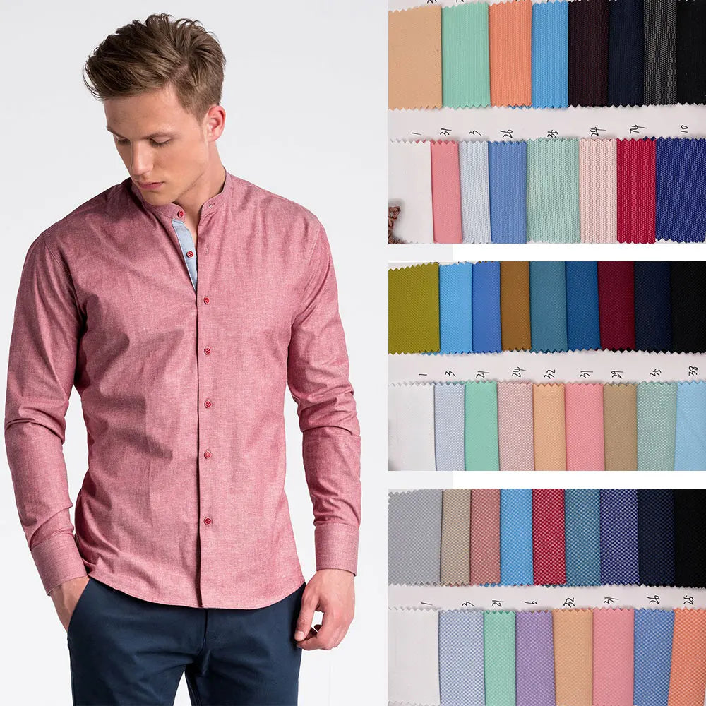 High-End Office Wear Shirting Fabric Shirt Material Custom Cotton Polyester Yarn-Dyed Check Plaid Herringbone Slub Plain Woven