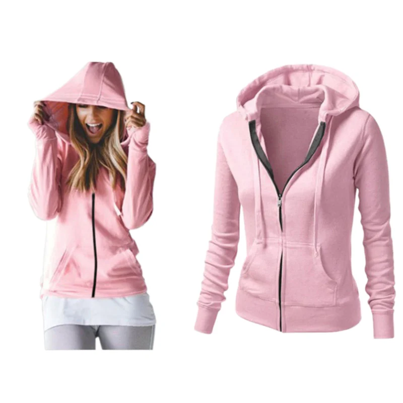 Wholesale Solid Color Ladies Hooide Long Sleeve Zipper Sweatshirt Custom Logo Women's Hoodies Chinese Style for Autumn Season