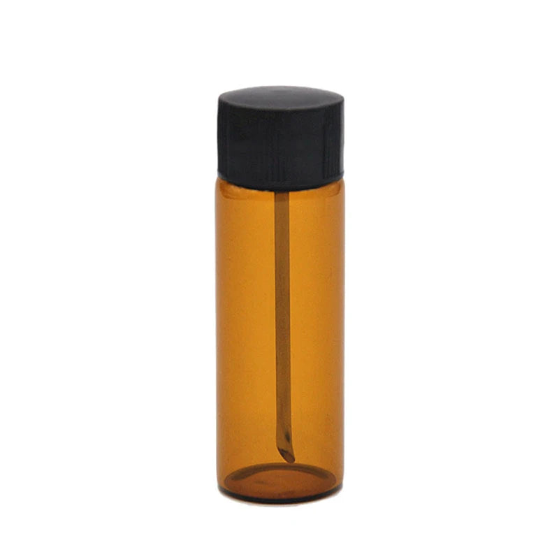 15ml Clear Glass Tubular Medicine Powder Containers Amber Glass Vial with Spoon