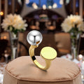 Asymmetric Two Tone Ball Disc Open Band Rings Adjustable Custom Brass Statement Fine Ladies Fashion Rings Jewelry Bagues Anillos