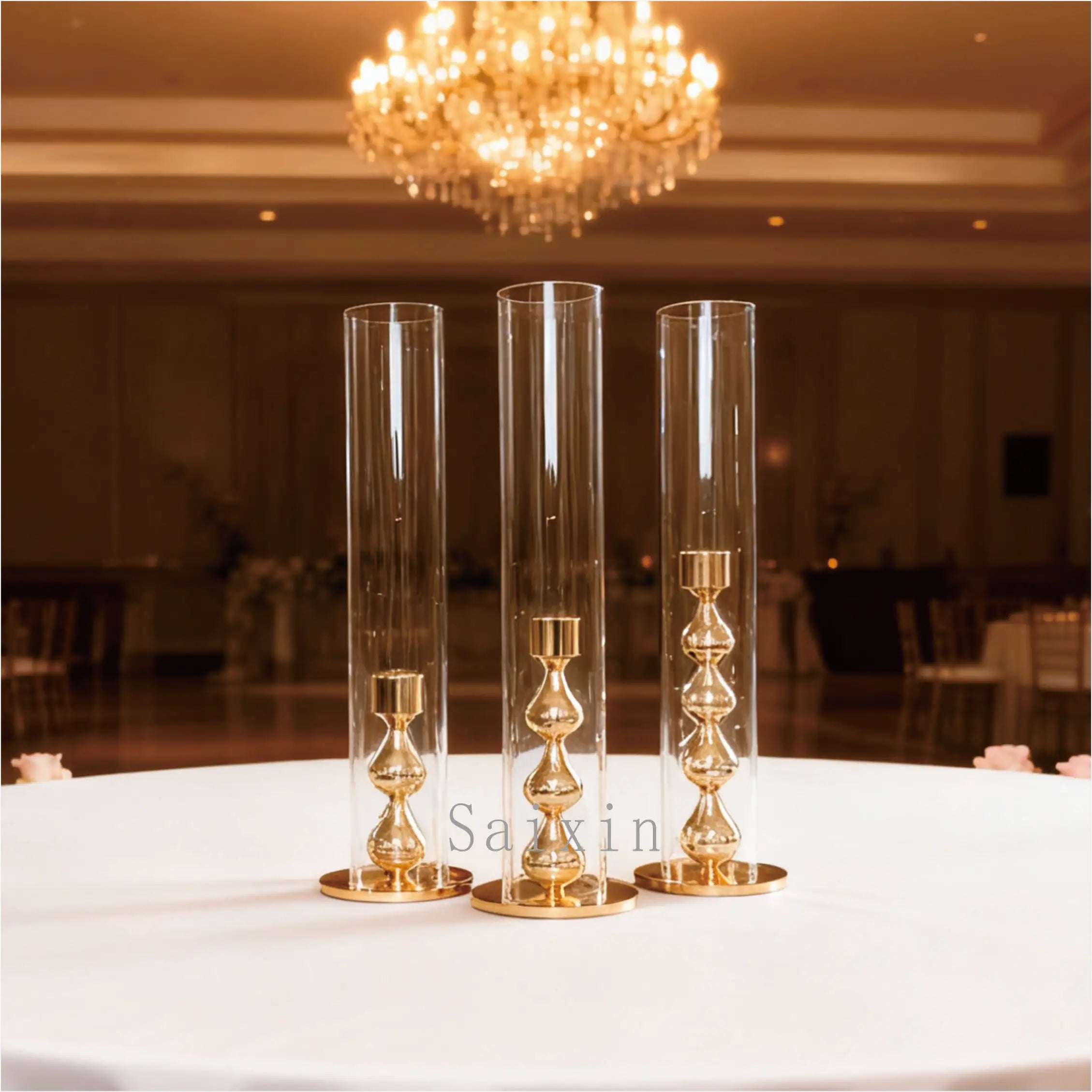 SAIXIN Best Selling Gold Metal Gourd Candlestick for Wedding Event Decor