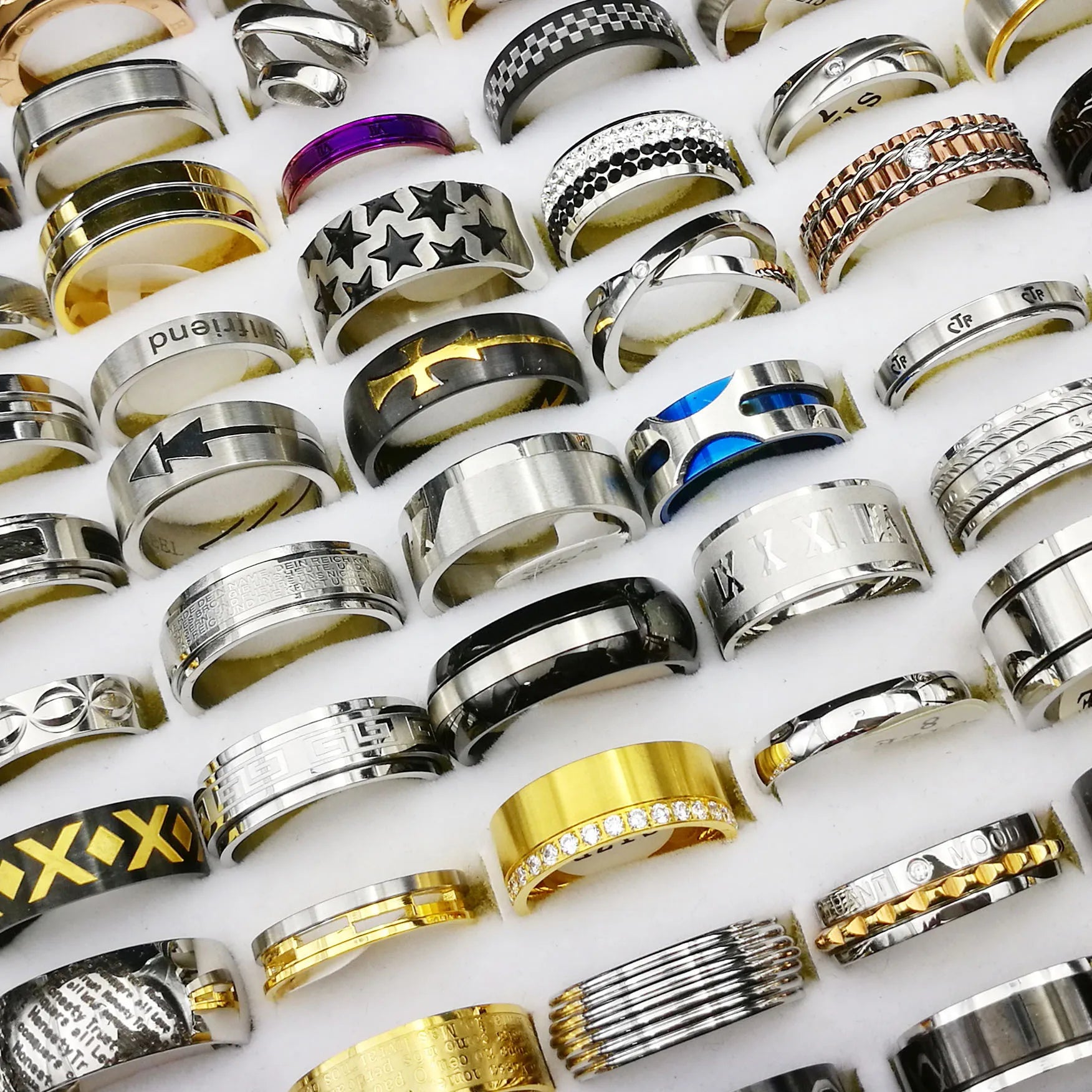 Wholesale Bulk Cheap Stainless Steel Rings Men Women Bulk Mixed Designer Ring