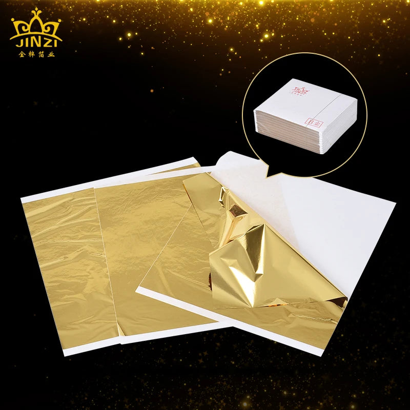 Wholesale 14*14 cm Colored Taiwan Imitation Gold Foil Leaf for Gilding Crafts Art Nails Decoration Metallic Gold Leaf Sheets