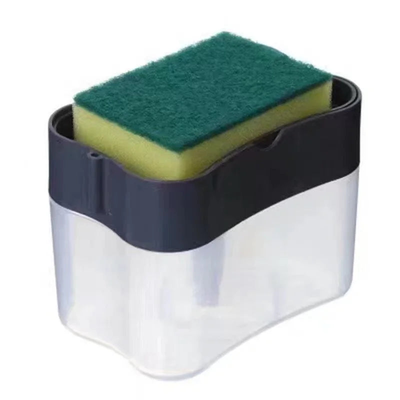Manual Press Scouring Pad Sponge Dish Wash Dispenser Liquid Soap Dispenser Rich Foam Liquid Dish Soap Dispenser Plastic Square