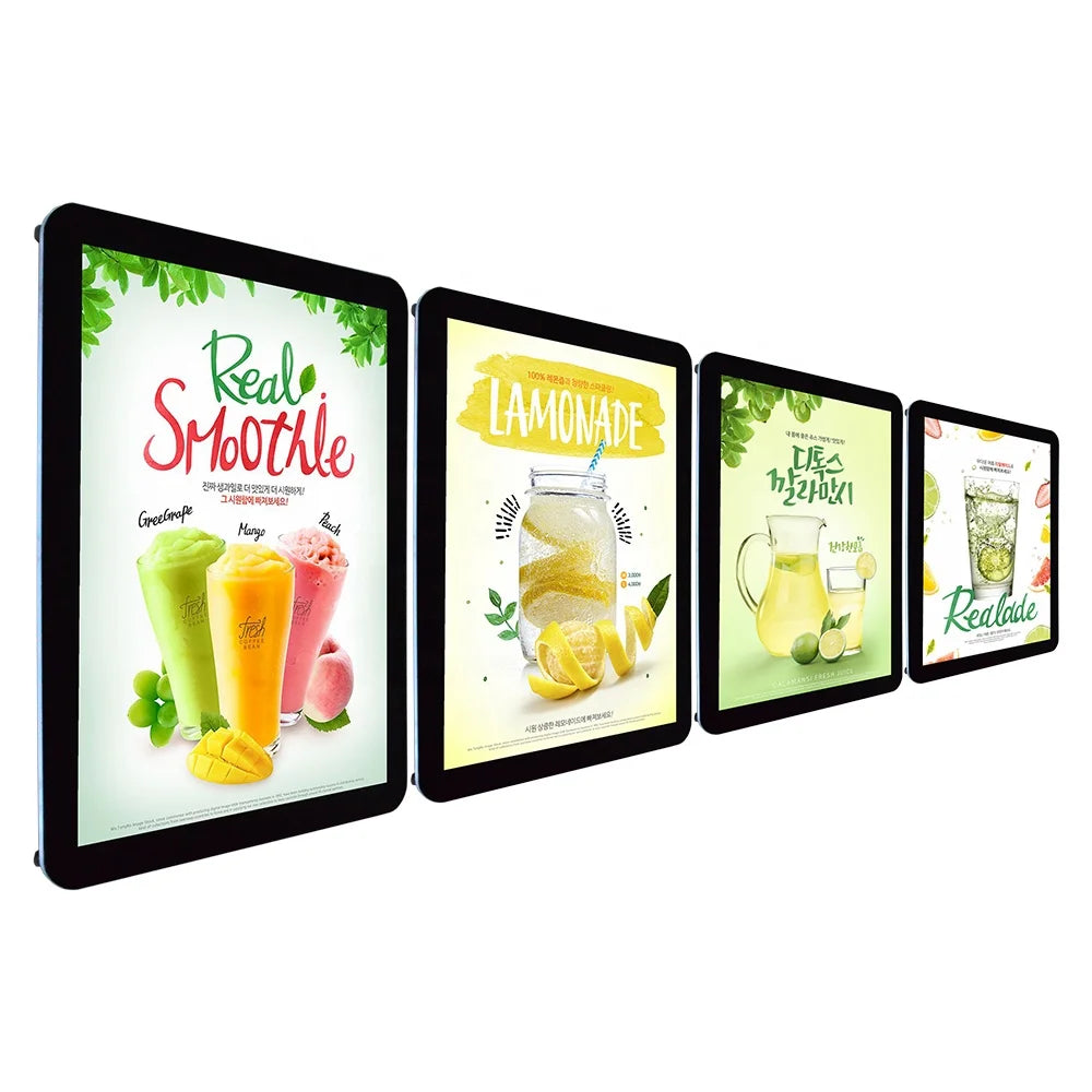 Restaurant A2 A3 acrylic Wall Mounted Digital Display Advertising Light Box Led Sign Board Takeaway Menu Screen
