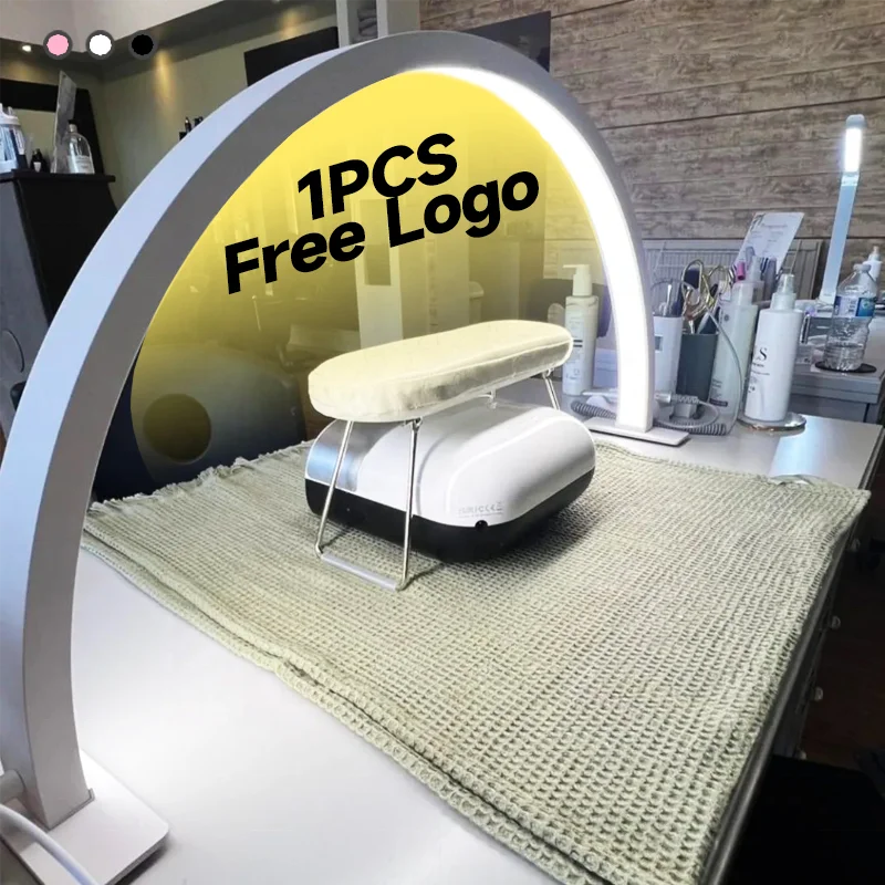 Free Logo OEM 48W Beauty Lighting Half-Moon Shaped Studio Nails Desktop Arch Ring Led Art Lights Manicure Table Lamp Nail Tools