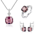 Daidan 925 Silver Fine White Morganite Square Cubic Zirconia Luxury Jewelry Sets for Women