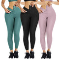Women's High Waist Gym Sports Trainer Leggings Plus Size Butt Lift Yoga Pants with Solid Pattern