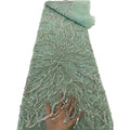 Beaded Dress Fabric Mint Green Floral Sequins Beads Embroidered Lace