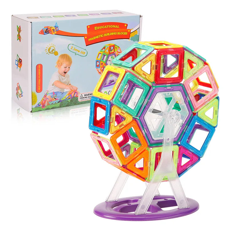 Fridge Magnet Building Blocks Set Magnetic Tiles Educational Construction Toys Eco-Friendly Non-Toxic Kids 68pcs Cardboard Box