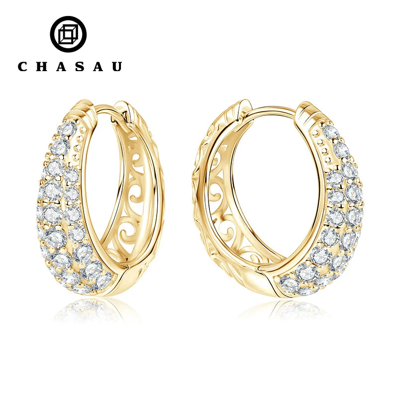 Delicate Hypoallergenic Daily Jewelry Studs 925 Silver GRA Certified VVS1 2.3mm Moissanite Hollow Hoop Earrings for Women