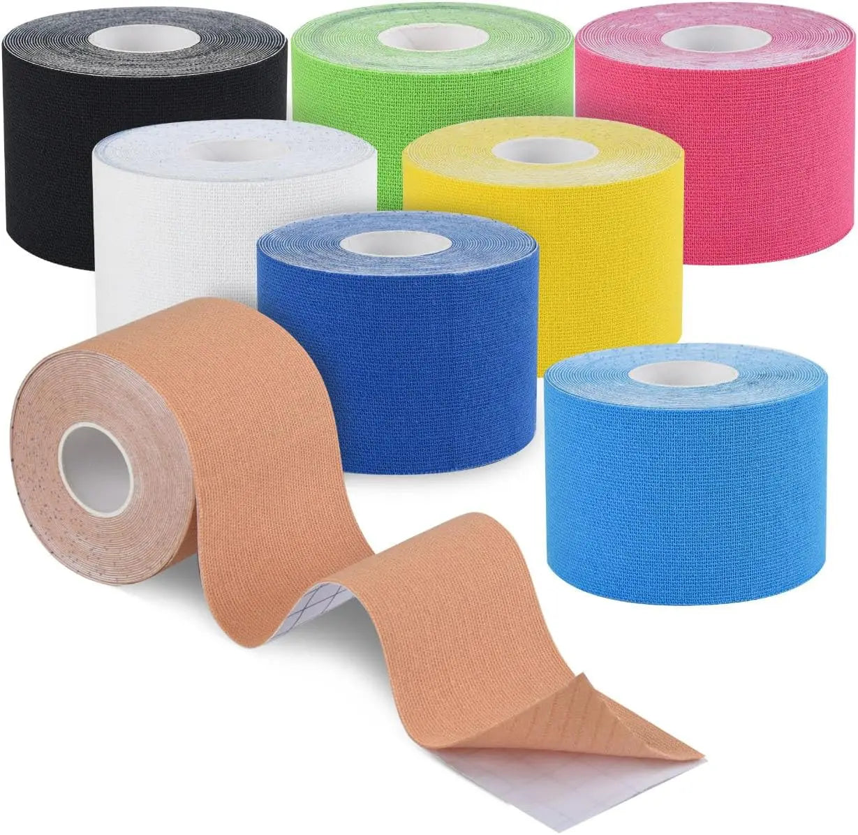 2 Inch Cotton Kinesiology Sports Tape with 5cm 5m Length Hypoallergenic for Fitness Muscle Recovery & Joint Support Hand Grips