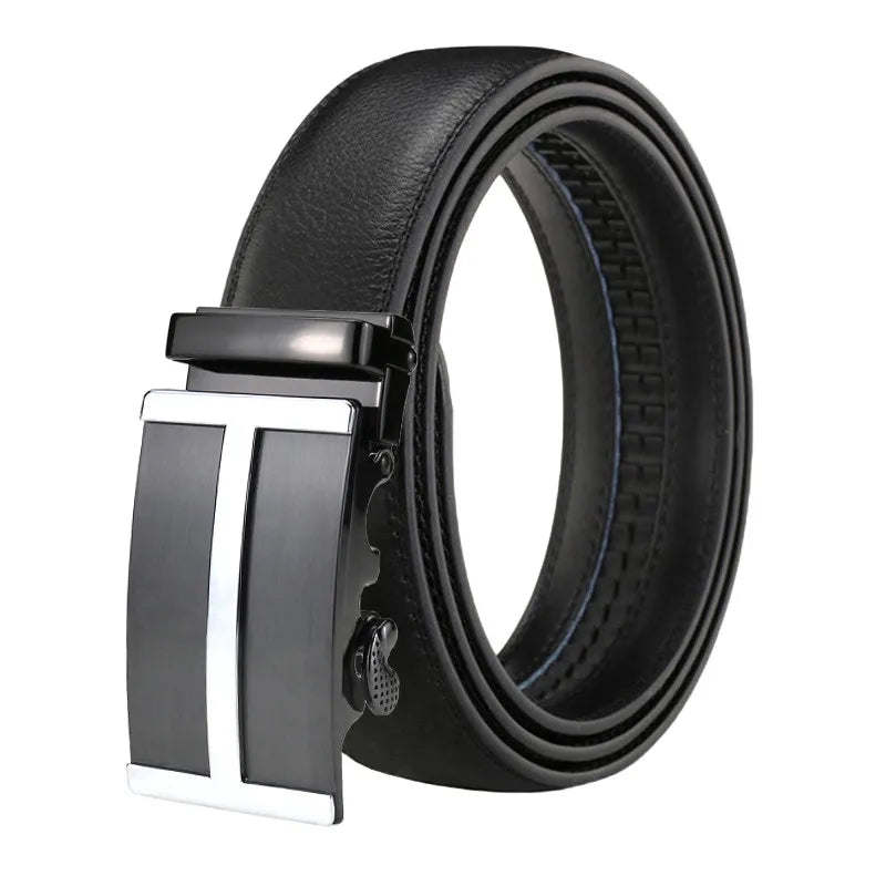 LQbelt Men's Automatic Buckle Belt Genuine Leather Belts for Male Custom Logo Waistband Wholesale Factory