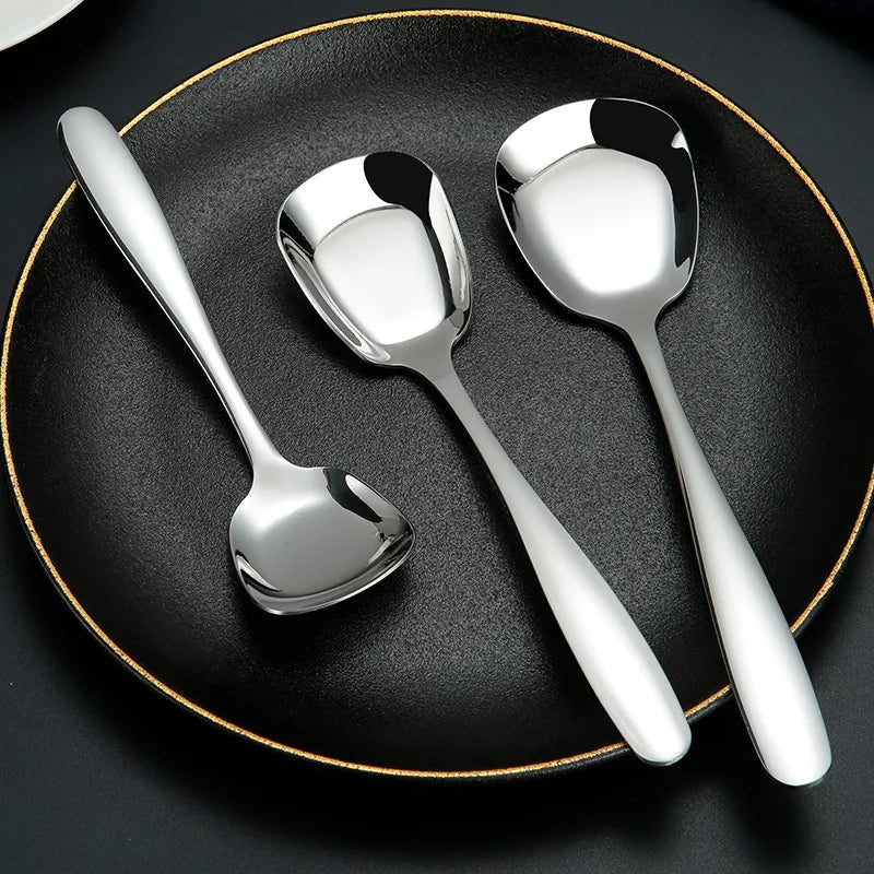 304 Stainless Steel Luxury Eco-Friendly Mirror Polished Party Tableware Spoon Western Food Soup Three-Piece Set Feeding Cute