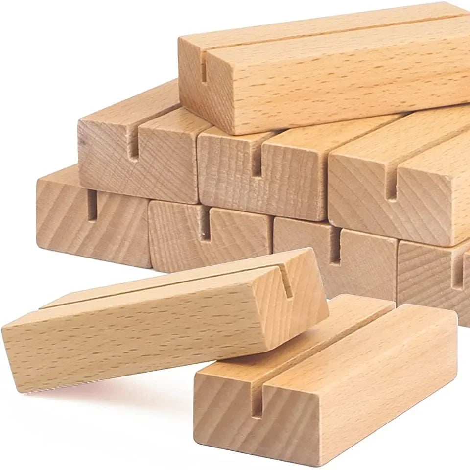 Beech Wood Place Card Holders Display Base Cafe Table Number Stands Name Card Storage Holder for Wedding