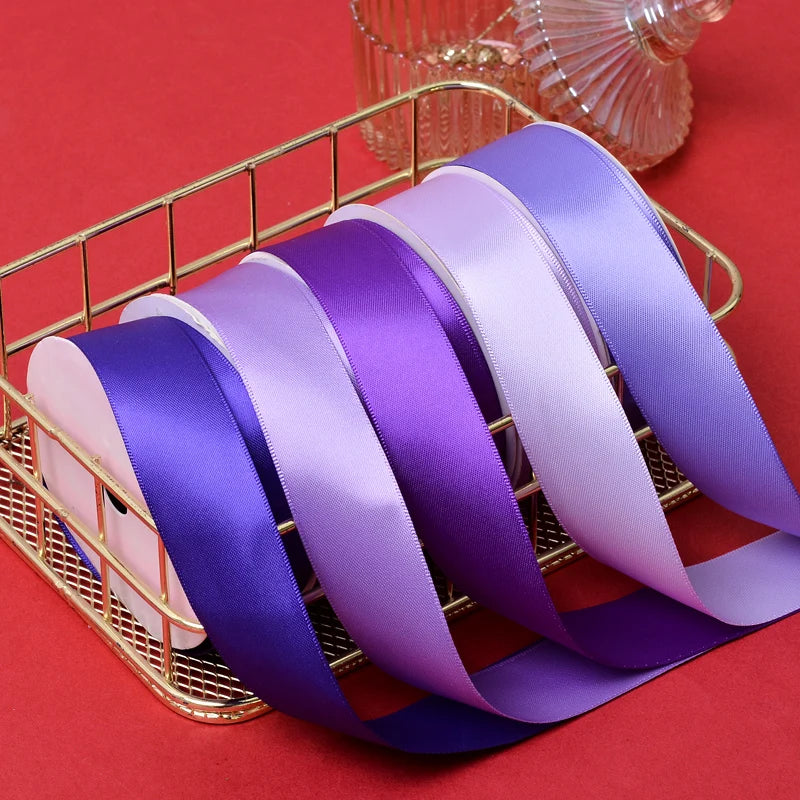 Purple Decorative Silk Polyester Wrapping Custom Printed Ribbon Rolls for Gift Wrap