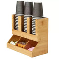 JUNJI Complete Espresso Pods Organizer Bamboo Drawer Lids Rack Tea Disposable Cups Salt Box Espresso Pods Organizer Tea Rack