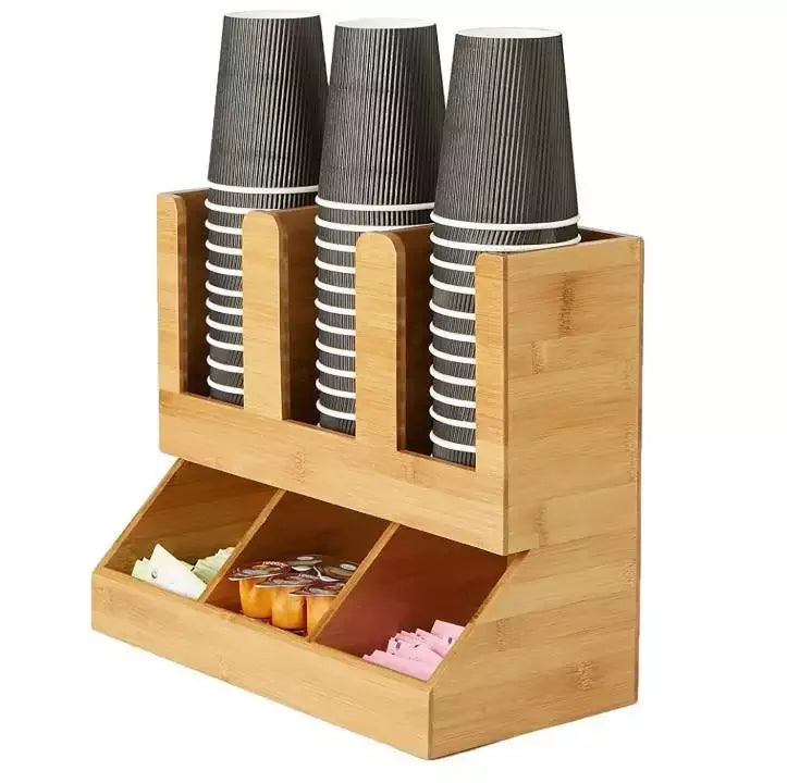 JUNJI Complete Espresso Pods Organizer Bamboo Drawer Lids Rack Tea Disposable Cups Salt Box Espresso Pods Organizer Tea Rack