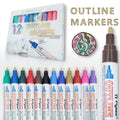 Super Squiggles Outline Markers Set 12 Colors Permanent Paint Pen