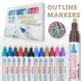 Super Squiggles Outline Markers Set 12 Colors Permanent Paint Pen