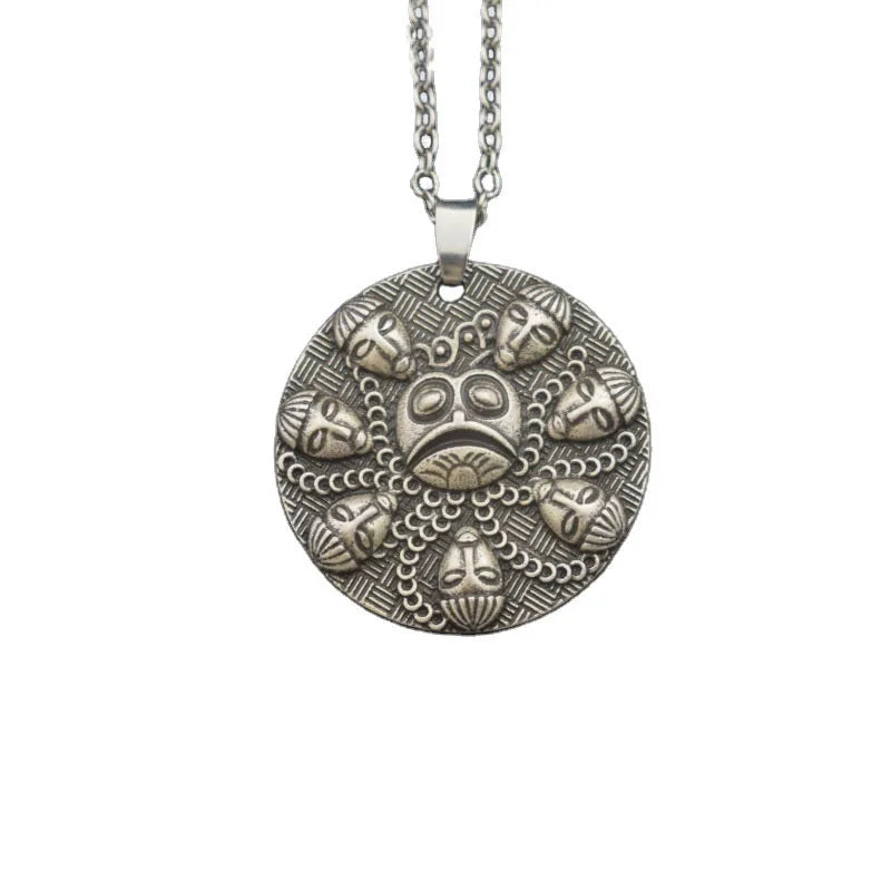Vintage Om Buddhism Necklace Ogma Medallion Pendant Buddha Amulet Men's Jewelry