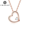 Hot Sell Silver Chain Jewelry 925 Sterling Silver 3A Cubic Zirconia Ladies Hollow Heart Pendant Necklace