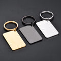 Personalized Stainless Steel Blank Rectangle Tag Keychain Charm Pendants for Necklaces Custom DIY Jewelry Making Key Ring