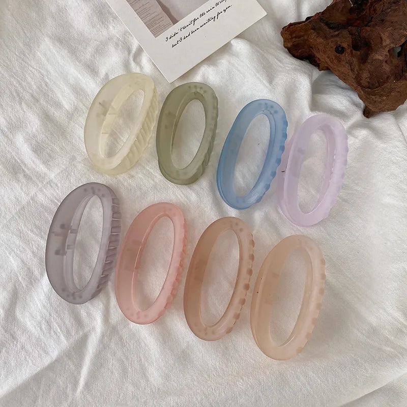 South Korea'S New Jelly Color Frosted Elliptical Clip Back Head Shark Clip Round Hair Claw Jepitan Rambut Cakar