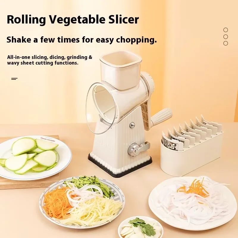 Multifunctional 4 in 1 Manual Rotary Vegetable Slicer Fruit Chopper Salad Maker Drum Type Nut Crusher Cheese Grinder