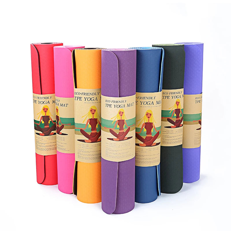Custom Logo Anti-slip Yoga Matt Tpe Fitness Natural Rubber Thick Mat Yoga Eco Premium 6mm