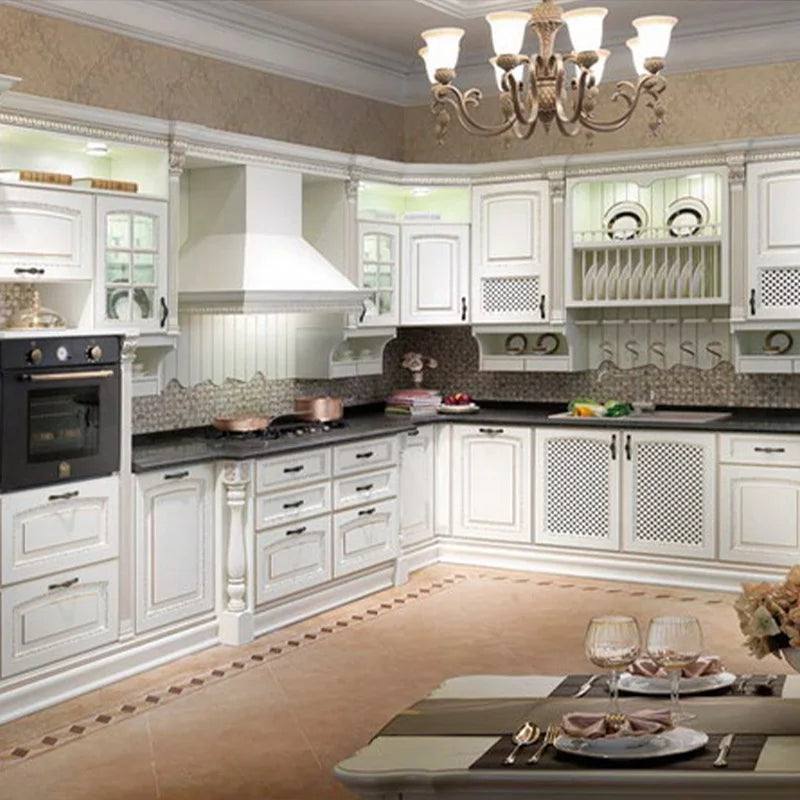 Manufacturer Custom L-shaped Design Kitchen Cabinets PVC Door Panels in a Variety of Colors for Small Space Kitchens