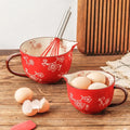 Fast Shipping Tableware Durable Mixing Bowl with Handle Printing Sakura Microwave Safe Ceramic Bowls