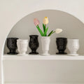 Vintage Nordic White Ceramic Vase Small Relief Design for Bedroom Dining Table TV Cabinet for Living Bedroom Flower Arrangement